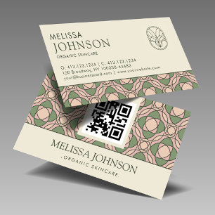 Moderne Organische Botanische QR Code Visitekaart Visitekaartje