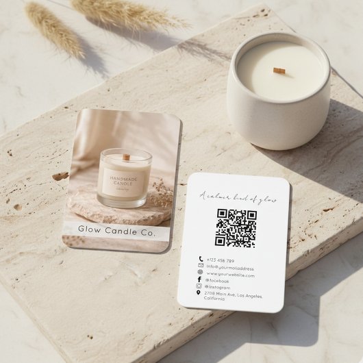Moderne Organische Handgemaakte Kaars QR-code Visitekaartje