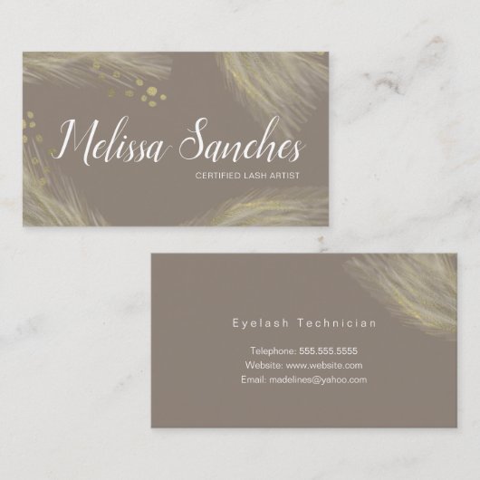 Moderne organische pampas Natural Gold Visitekaartje (Voorkant / Achterkant)