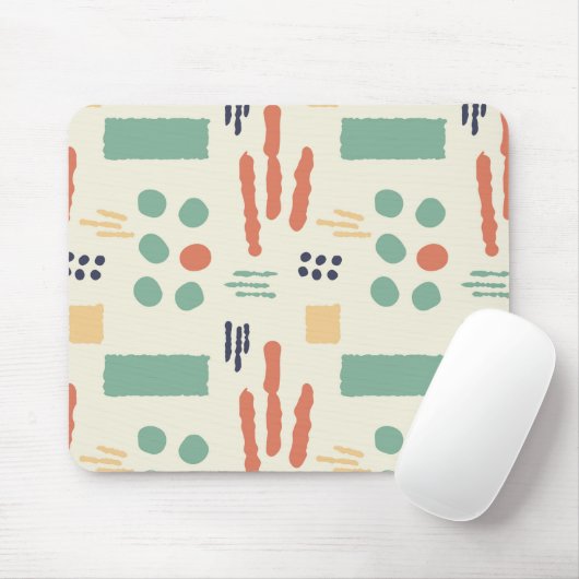 Moderne organische vormen Mousepad | Retro Warm Se Muismat (Met muis)