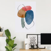 Moderne organische vormen Waterverf Abstract art 3 Poster (Thuiskantoor)