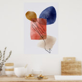 Moderne organische vormen Waterverf Abstracte art Poster (Keuken)