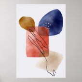 Moderne organische vormen Waterverf Abstracte art Poster (Voorkant)