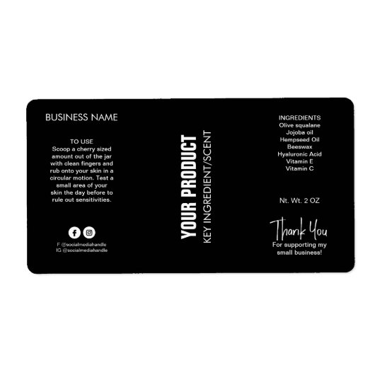 Moderne, organische zwarte butter-kartonnen etiket (Voorkant)