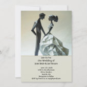 Moderne origami bruidegom huwelijksuitnodiging kaart (Voorkant)