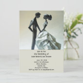 Moderne origami bruidegom huwelijksuitnodiging kaart (Staand voorkant)