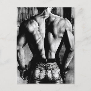 Moderne Originele Kunst Bodybuilder In Strakke Spi Briefkaart