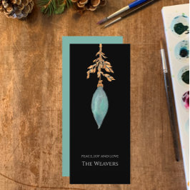 Moderne originele Waterverf turquoise kerst Feestdagenkaart