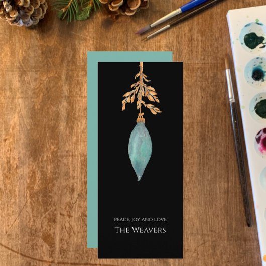 Moderne originele Waterverf turquoise kerst Feestdagenkaart