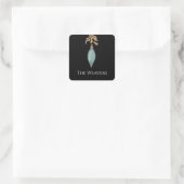 Moderne originele Waterverf turquoise kerst Vierkante Sticker (Tas)