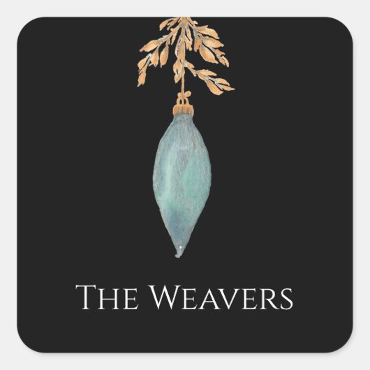 Moderne originele Waterverf turquoise kerst Vierkante Sticker (Voorkant)