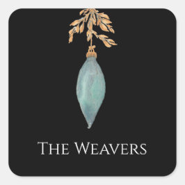 Moderne originele Waterverf turquoise kerst Vierkante Sticker