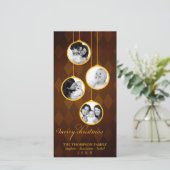 Moderne Ornament Gold en bruine kerst Feestdagenkaart (Staand voorkant)