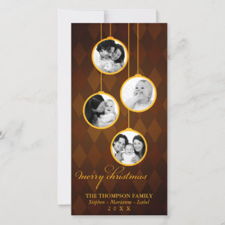 Moderne Ornament Gold en bruine kerst Feestdagenkaart