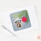 Moderne Ornament met prettige feestdagen Eén foto Vierkante Sticker (Envelop)