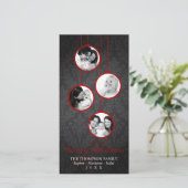 Moderne Ornament, rode en zwarte kerst Feestdagenkaart (Staand voorkant)