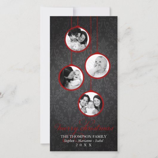 Moderne Ornament, rode en zwarte kerst Feestdagenkaart (Voorkant)
