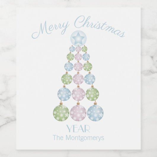 Moderne Ornamenten met kerstboompastel Wijn Etiket (Enkel label)