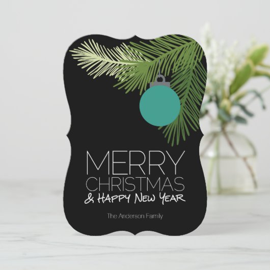 Moderne Ornamenten met prettige feestdagen - zwart Feestdagenkaart (Staand voorkant)