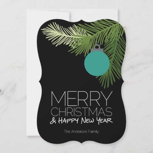 Moderne Ornamenten met prettige feestdagen - zwart Feestdagenkaart (Voorkant)
