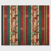 Moderne Ornamenten Rood Goud Groen Strepen Cadeaupapier (Vlak)
