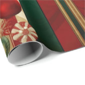 Moderne Ornamenten Rood Goud Groen Strepen Cadeaupapier (Rol Hoek)