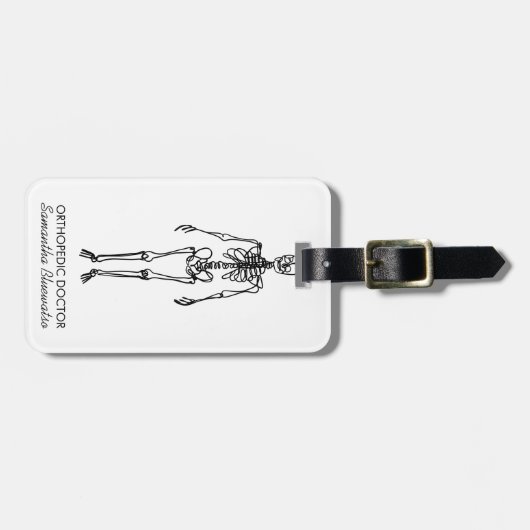 moderne orthopedisch arts beeldhouwt bot van skele bagagelabel (Voorkant horizontaal)