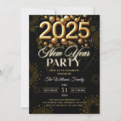 Moderne Oud en Nieuw-feest 2025 Gouden Glitter Kaart (Voorkant)