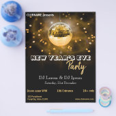 Moderne oud-en-nieuw-feest Gouden Disco Bal Feest  Flyer (Enkel)