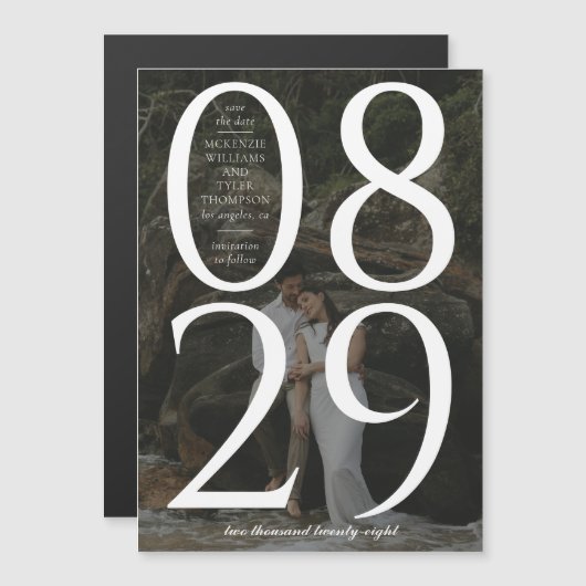 Moderne oude foto op grote datum waarop u de D kun Magnetische Uitnodiging (Voorkant / Achterkant)