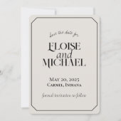 Moderne Oude Geld Typografie Trouwen Save the Date Kaart (Voorkant)