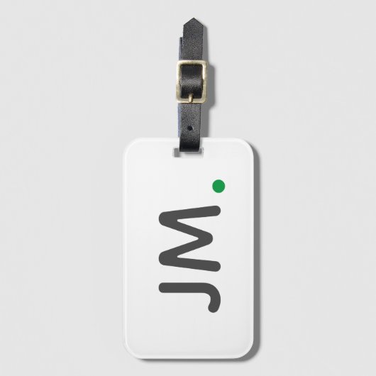 Moderne oude Initialen | Minimalistisch groen mono Bagagelabel (Voorkant (verticaal))