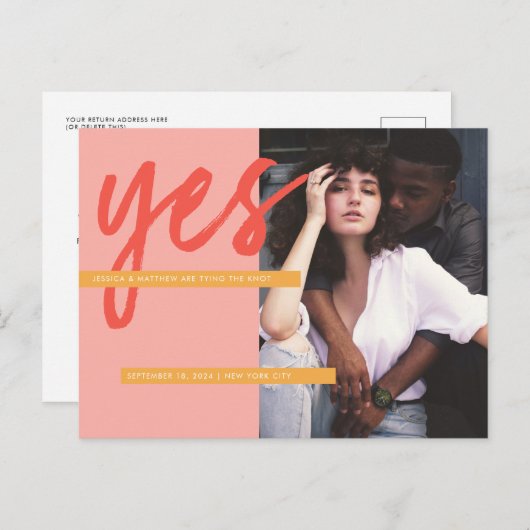 Moderne, oude koraalroze foto opslaan Datum I Briefkaart (Voorkant / Achterkant)