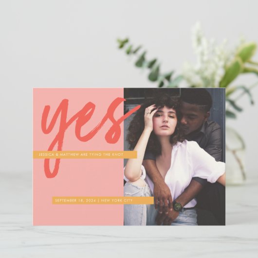 Moderne, oude koraalroze foto opslaan Datum Kaart (Staand voorkant)