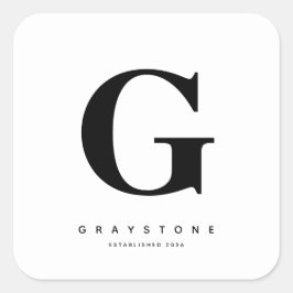Moderne, oude monogram naam zwart-wit vierkante sticker