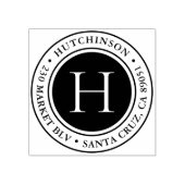 Moderne, oude monogram Ronde Adres Rubberstempel (Afrduk)