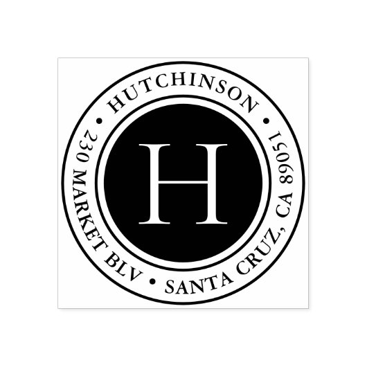 Moderne, oude monogram Ronde Adres Rubberstempel (Afrduk)