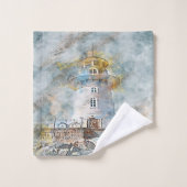 Moderne oude nautische kustvuurtoren bad handdoek (Wasdoekje)