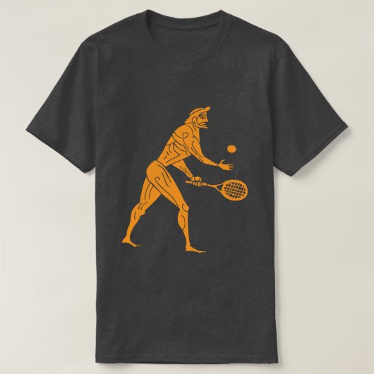 Moderne oude Olympiërs spelen tennis donker T-shirt (Design voorkant)