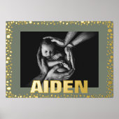 Moderne, oude TEKST GOLD PEBBLES EN MOSS Photo Folie Afdrukken (Voorkant)