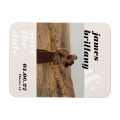 Moderne oude typografie met foto-bruiloft sparen d magneet (Horizontaal)