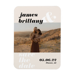 Moderne oude typografie met foto-bruiloft sparen d magneet