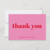 Moderne oude typografie Roze en Rode Aangepaste br Bedankkaart (Voorkant)
