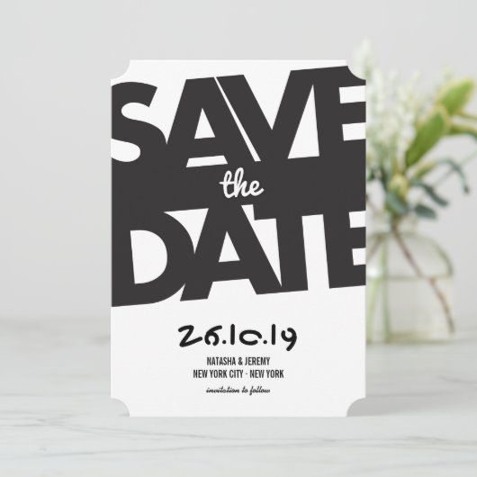 Moderne, oude typografie stijlvolle foto slaat de  save the date (Staand voorkant)