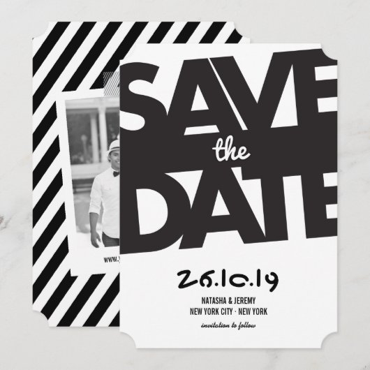 Moderne, oude typografie stijlvolle foto slaat de  save the date (Voorkant / Achterkant)