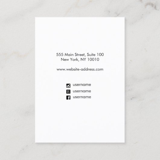 Moderne, oude, witte oormerking visitekaartje (Achterkant)