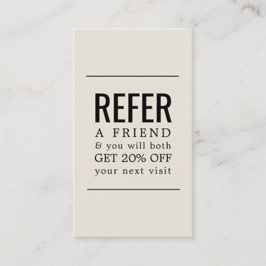 Moderne oude witte zwarte vetgedrukte lijnen salon aanbevelingskaartje (Voorkant)