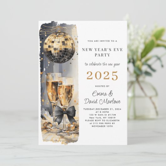 Moderne oudejaarsavond 2025 Discobal Kaart (Staand voorkant)