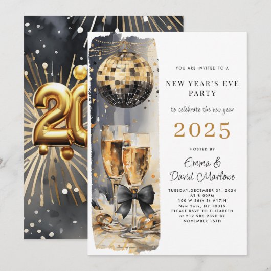 Moderne oudejaarsavond 2025 Discobal Kaart (Voorkant / Achterkant)