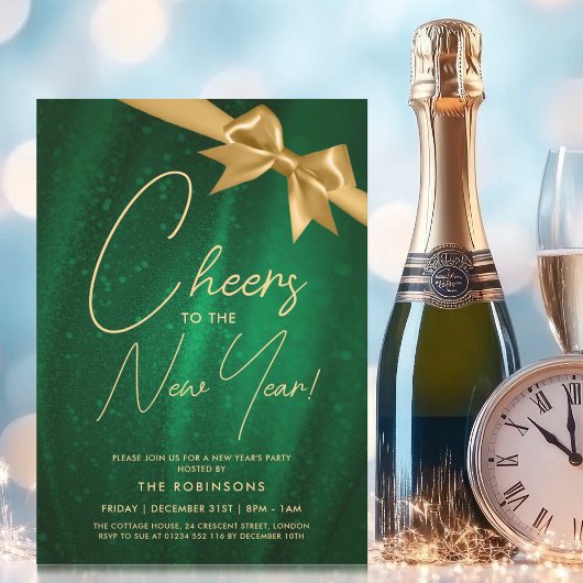 MODERNE oudejaarsavond Gouden Groene Sparkle Sequi Kaart